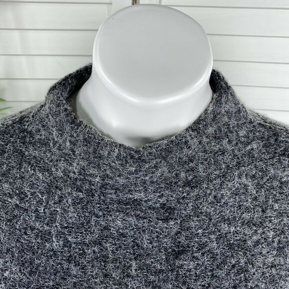 Vtg Yves Cossette Depeche Mode Cropped Fuzzy Gray Knit Sweater Top Womens Size L - Picture 3 of 7